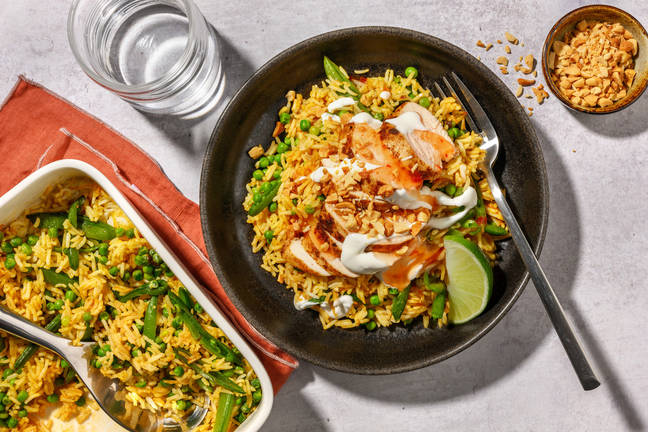 Spiced Chicken on Baked Thai Style Rice