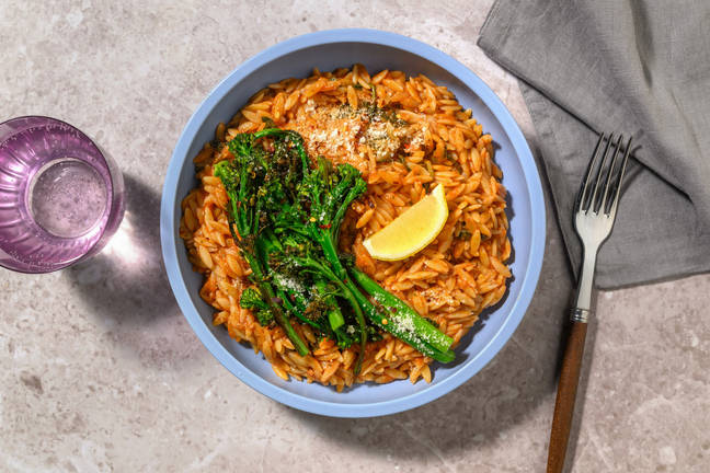 Tomato, Pesto and Caramelised Onion Orzo 