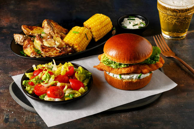 Fried Chicken Burger and Cheesy Wedges