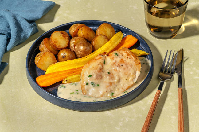 Filet de poulet & sauce crémeuse à la ciboulette