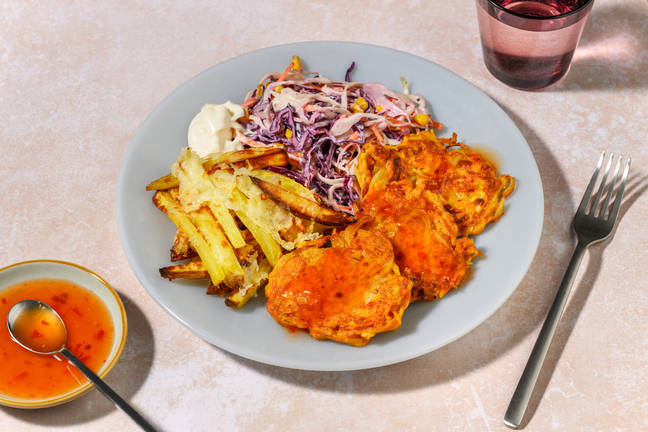 Smoky Chipotle Veggie Fritters and Cheesy Chips