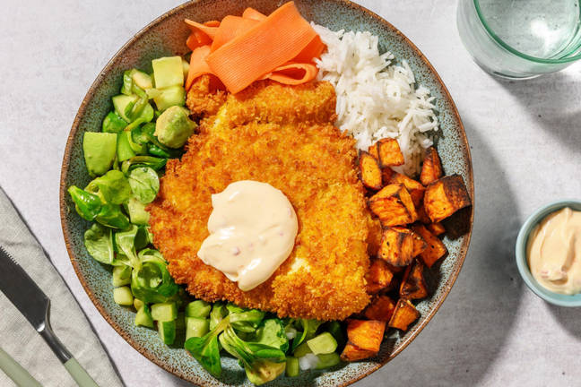 Crispy Chicken Schnitzel Bowl