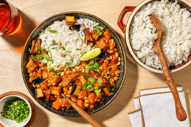 Curry de pois chiches & aubergine laquée