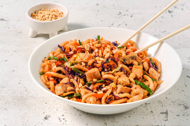 Speedy Hot Sauce One Pan Chicken Udon