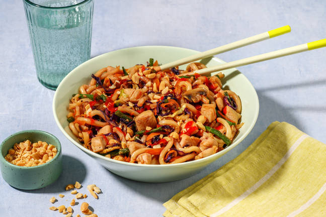 Speedy Hot Sauce One Pan Chicken Udon