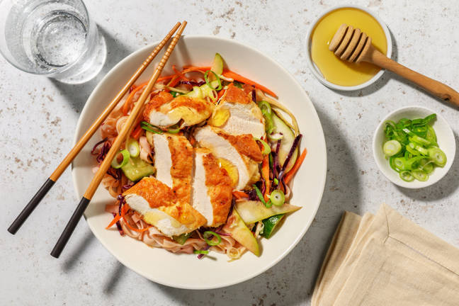 Super Green Thai Style Chicken Cold Noodle Salad