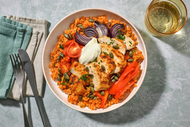 Turkish Inspired Chicken and Toasted Tomato Bulgur