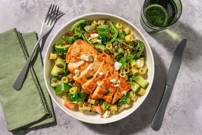 Sun-Dried Tomato Chicken and Pesto Pasta Salad