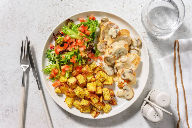 Roasted Chicken Breast and Creamy Mushroom Sauce