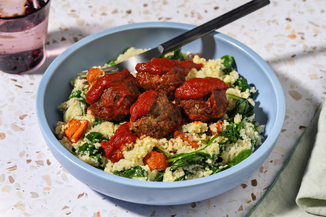 Baked Beef Meatballs & Roast Veg Couscous