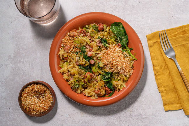 Cheesy Bacon & Leek Pesto Risoni