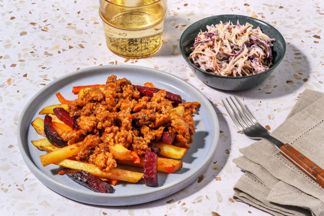 Loaded Sriracha Beef & Pork Veggie Fries