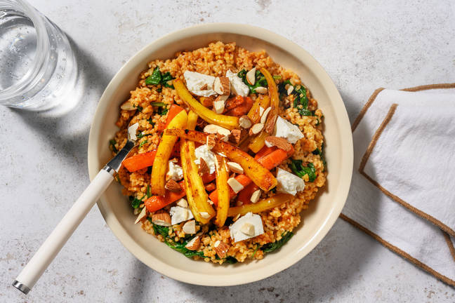 Bulgur met geroosterde wortels en feta