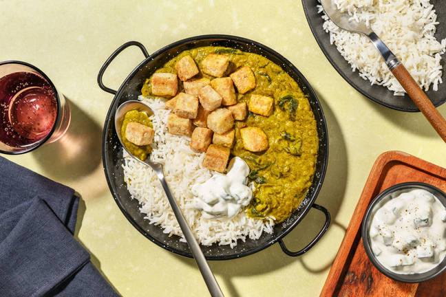 Dalh crémeux aux épinards & tofu frit