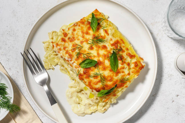 Lasagne crémeuse au fenouil et au poireau