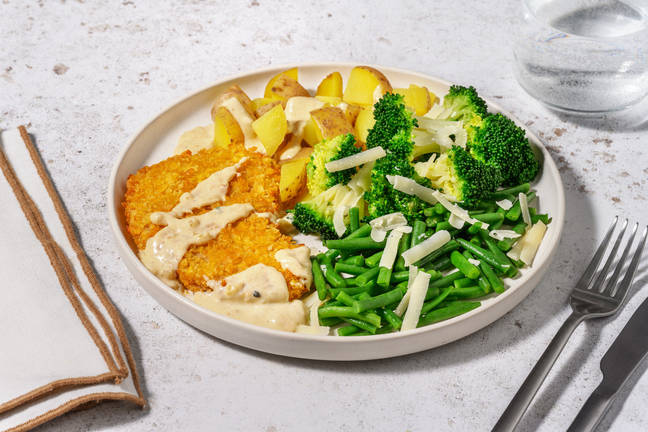 Schnitzel végé en sauce crémeuse au parmesan 