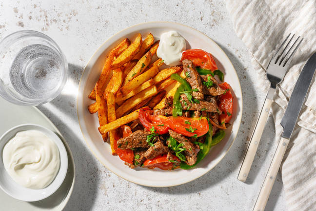 Lomo Saltado-Style Steak Strips & French Fries 