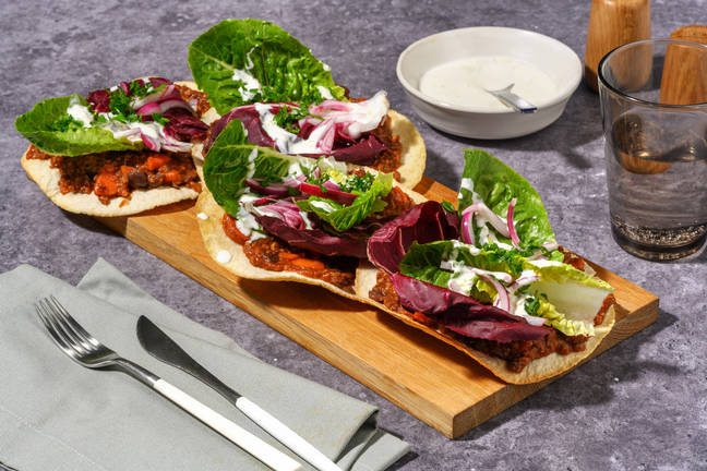 Veggie tostada's met limoendressing en plantaardig gehakt
