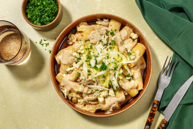Romige rigatoni met blauwe kaas