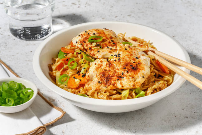  Gochujang-kalkoen met bulgogi-noedels