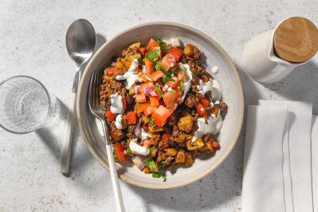 Smokey chipotle-rundergehakt met patatjes