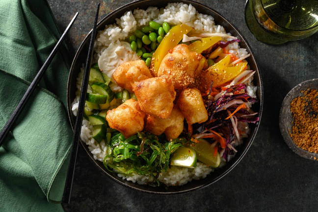 Cod Tempura Bowl with Mango & Wakame
