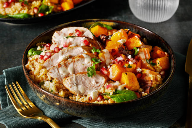 Varkenshaas met harissa, granaatappel en pompoen