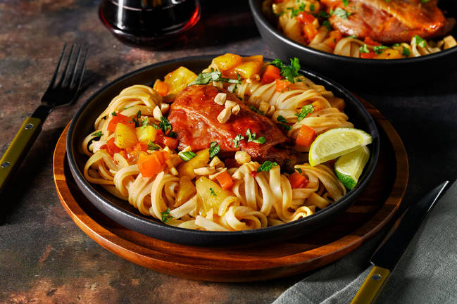 Confit de carnard & sauté à l'ananas relevé