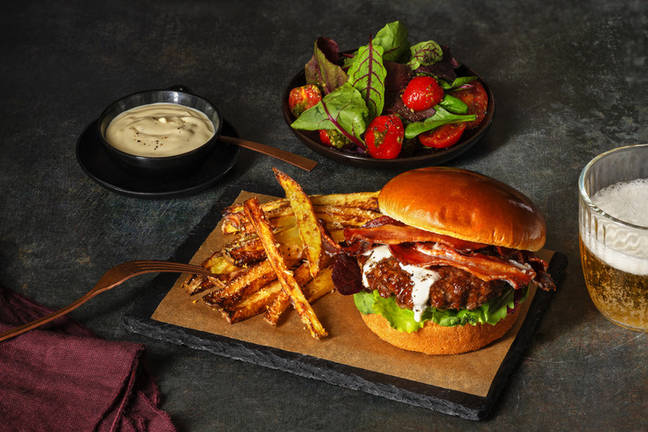 Crispy Bacon Beef Burger and Creamy Truffle Sauce