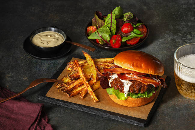 Crispy Bacon Beef Burger and Creamy Truffle Sauce