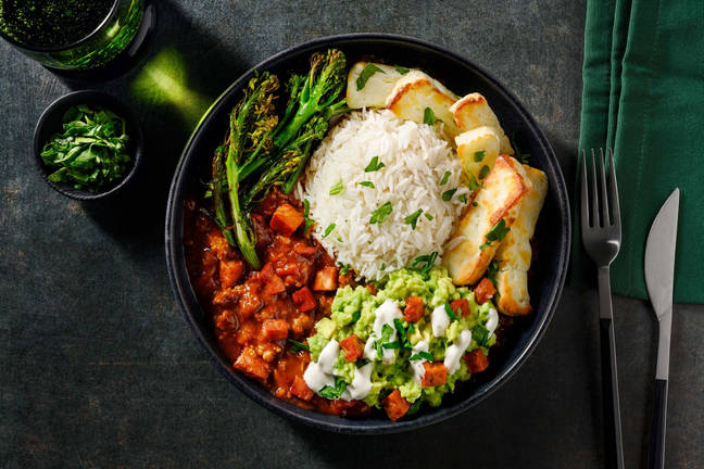 Quick Beef Burrito Bowl and Honey Halloumi