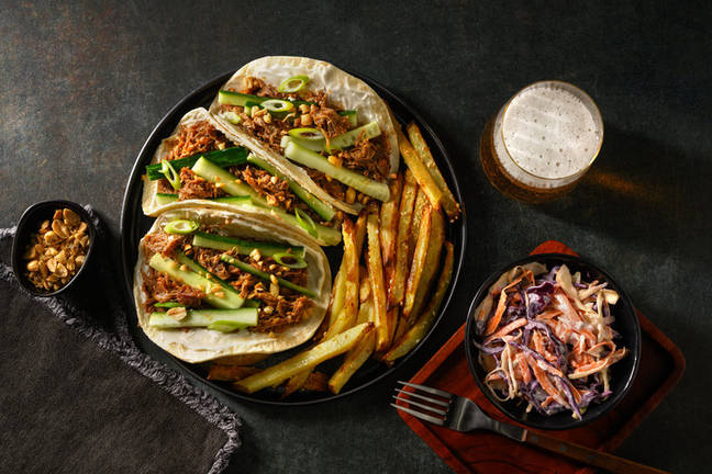 Hoisin Pulled Pork Tacos and Fries