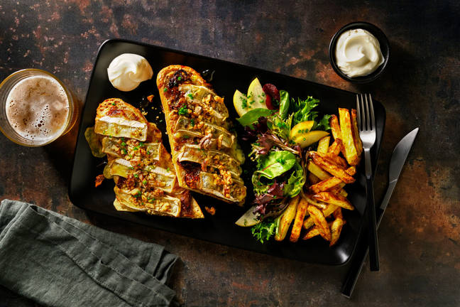 Baked Camembert and Caramelised Onion Open Baguette