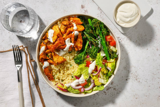 Krydret kylling- og bulgurbowl