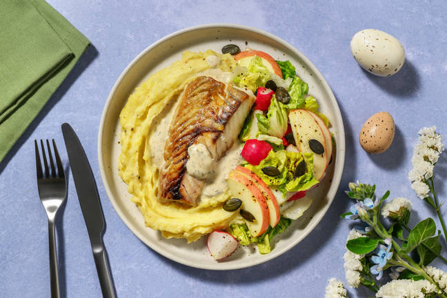 Pannstekt sej och krämig dillsås