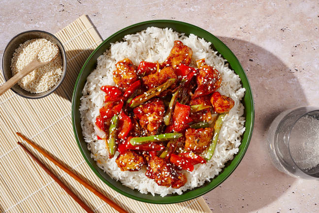 Sweet Sesame Chicken on Rice