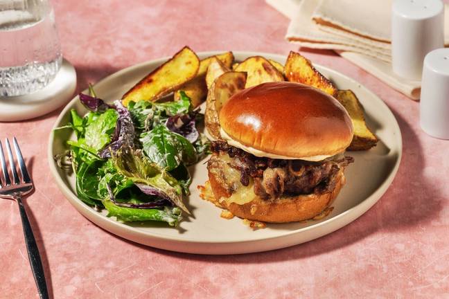 Confiteret andeburger med gruyère
