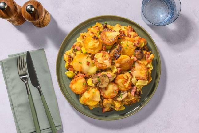 Mini-Knödel-Pfannenauflauf mit Bacon