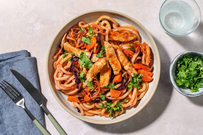 Bulgogi Udon Noodles & Schweinelachssteak