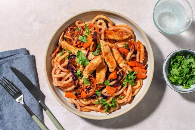 Bulgogi Udon Noodles mit Schweinelachssteak