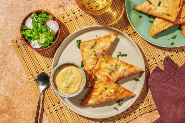 Filo-Samosas mit würziger Kichererbsen-Füllung