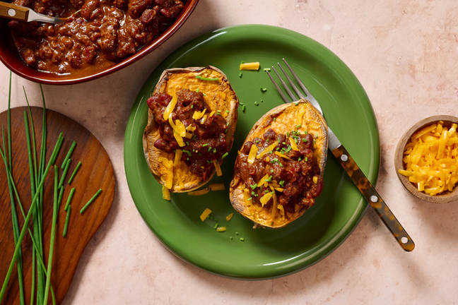 Beef and Bean Chilli Baked Sweet Potato