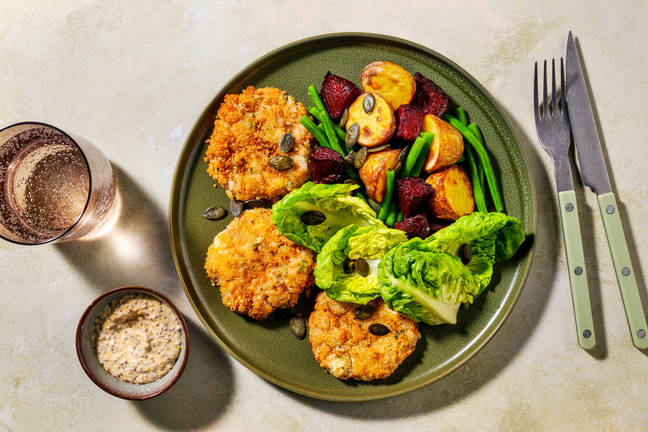 Kroketter på getost och vita bönor