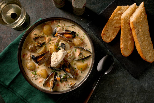 Nordisk blåskjell- og laksesuppe