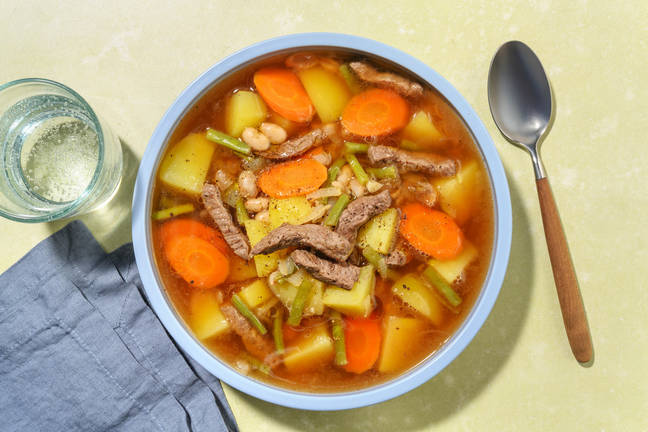 Würziger Bohnen-Eintopf mit Weiderindfleisch