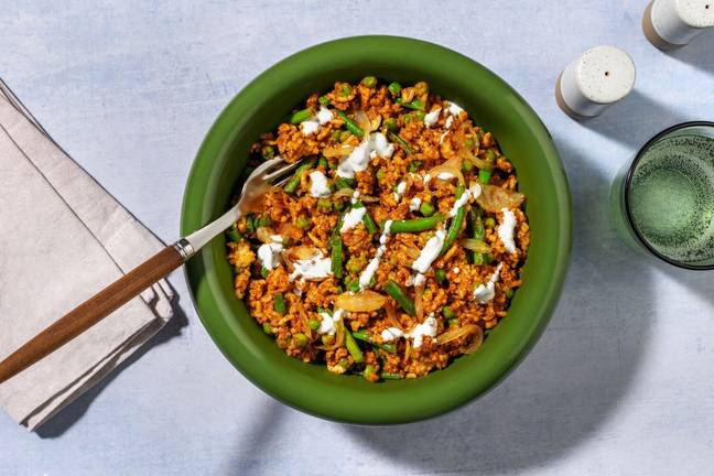 Spiced Pork Pilaf and Mango Chutney