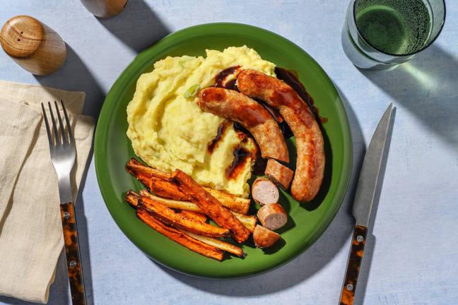 Get Stuck In Sausages and Cheesy Champ Mash