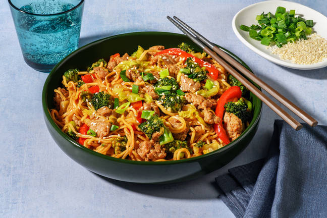 Bulgogi stir-fry met noedels en varkensvlees