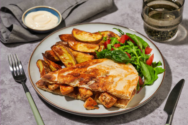 North Indian Style Chicken Stuffed Cheesy Naan
