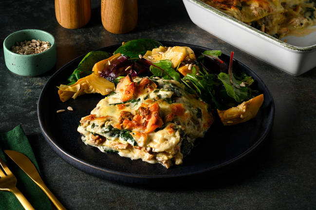 Laxlasagne med två sorters ost